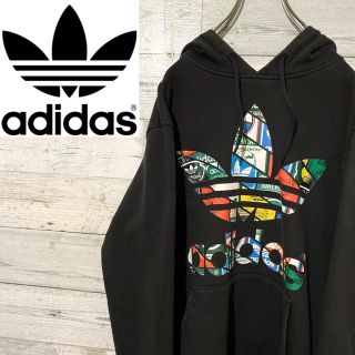 アディダス(adidas)の【レア】アディダスオリジナルス☆総柄 ビッグロゴ マルチカラー 裏毛 パーカー(パーカー)