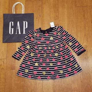 ベビーギャップ(babyGAP)の90 シャイニーハート×ボーダーワンピース　チュニック(ワンピース)