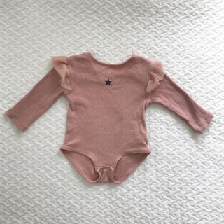 ザラキッズ(ZARA KIDS)のzara mini くすみピンク ロンパース 肩フリル(ロンパース)