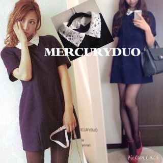 マーキュリーデュオ(MERCURYDUO)のMERCURYDUOレースカラワンピース(ミニワンピース)