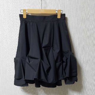 フォクシー(FOXEY)の美品　FOXEY　フォクシーニューヨーク　スカート　フリル　タック　リッチグレー(ひざ丈スカート)