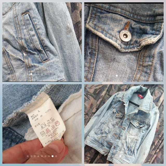 coraB Jeans/激安！ペンキちりばめダメージ加工デニムジャケットGジャン レディースのジャケット/アウター(Gジャン/デニムジャケット)の商品写真