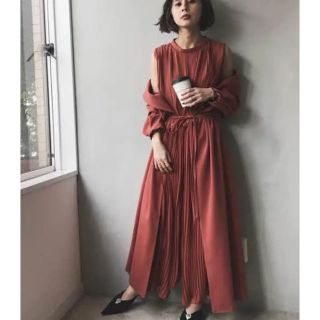 アメリヴィンテージ(Ameri VINTAGE)のAmeri vintage FRONT PLEATS LONG DRESS(オールインワン)