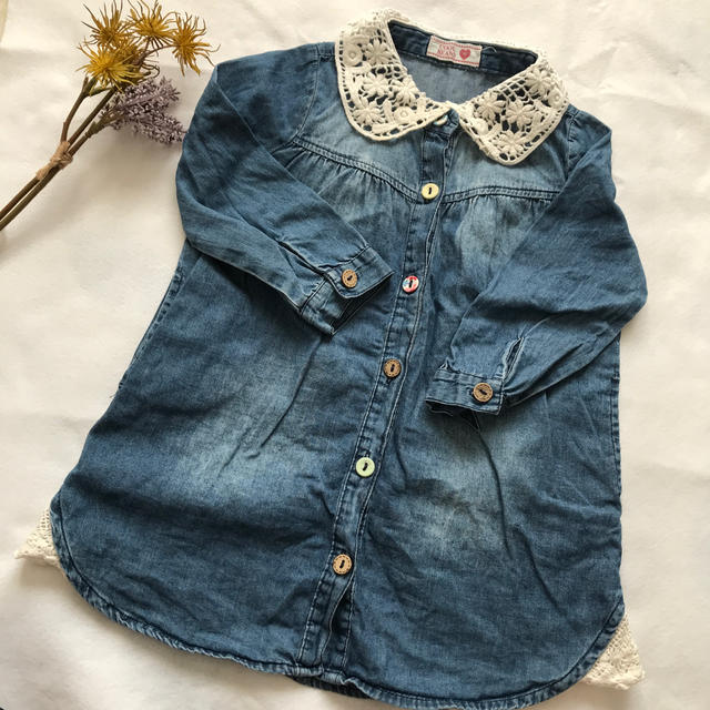 デニムワンピース 90 キッズ/ベビー/マタニティのキッズ服女の子用(90cm~)(ワンピース)の商品写真