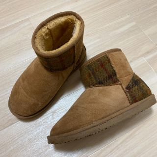 ハリスツイード(Harris Tweed)の【Harris Tweed】ムートンブーツ　ブラウン　Mサイズ　早い者勝ち♪(ブーツ)