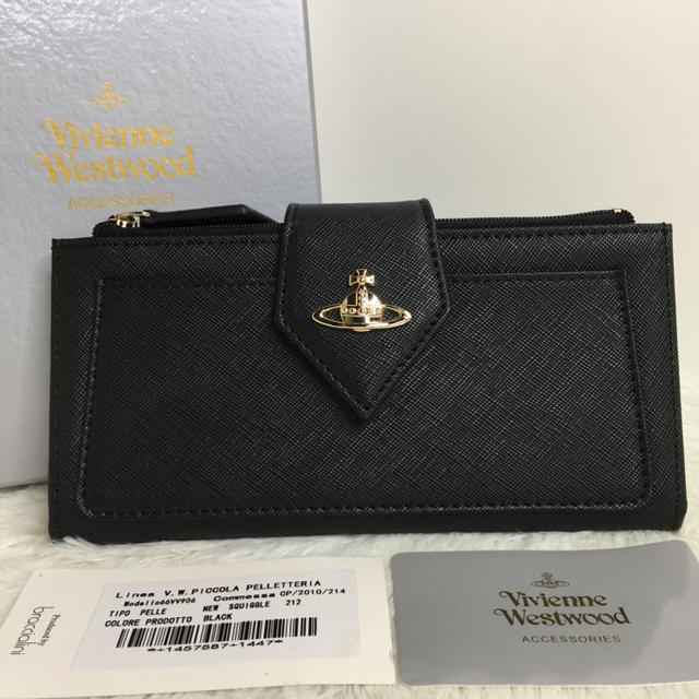 Vivienne Westwood(ヴィヴィアンウエストウッド)の『新品未使用』ヴィヴィアンウエストウッド レザー 長財布 レディース ブラック レディースのファッション小物(財布)の商品写真