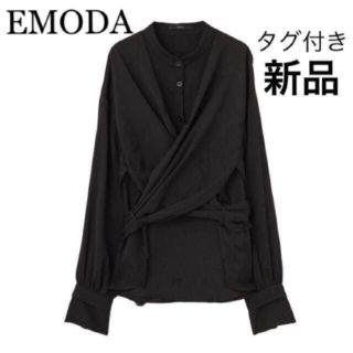 エモダ(EMODA)の【新品・タグ付き】EMODA エモダ ワイドウエストシャツ 黒 ブラック(シャツ/ブラウス(長袖/七分))