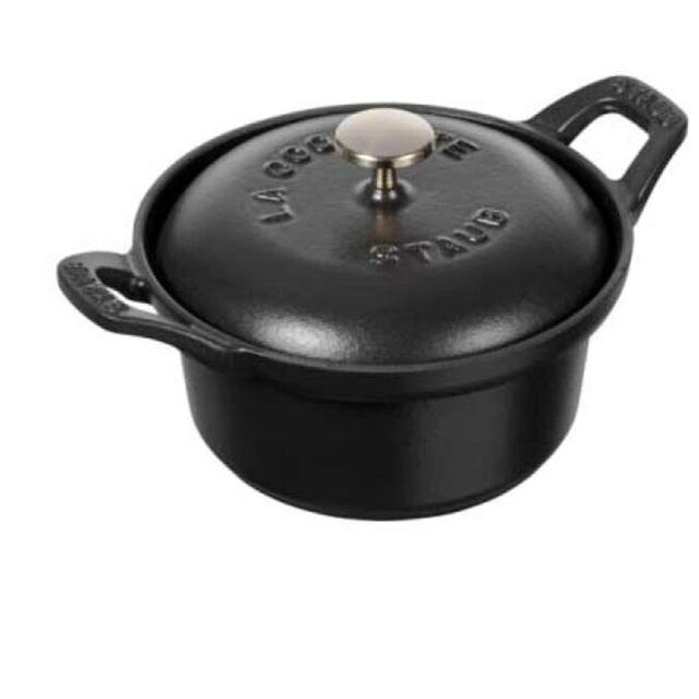 STAUB(ストウブ)の【staub】ヴィンテージ ココット 12cm ブラック インテリア/住まい/日用品のキッチン/食器(鍋/フライパン)の商品写真