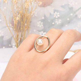 指輪 リング パール オープンサークル ゴールド アクセサリー 上品 シンプル(リング(指輪))