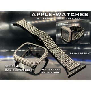 アップルウォッチ(Apple Watch)のnewコーティング■アップルウォッチカスタムカバー■シリーズ4/5■ブラック(金属ベルト)