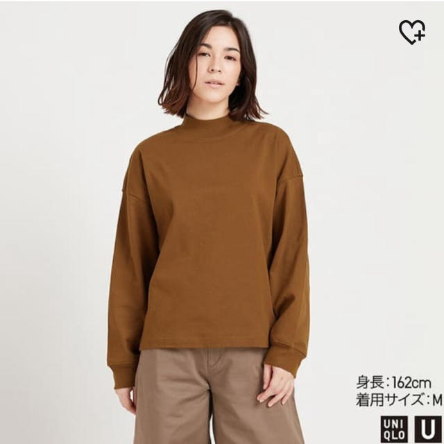 UNIQLO(ユニクロ)のUNIQLO モックネックT ブラウン レディースのトップス(Tシャツ(長袖/七分))の商品写真