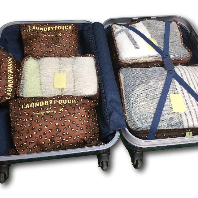 トラベルポーチ 6点セット ヒョウ柄 整理 収納 スーツケース バッグ 旅行用品 レディースのバッグ(スーツケース/キャリーバッグ)の商品写真