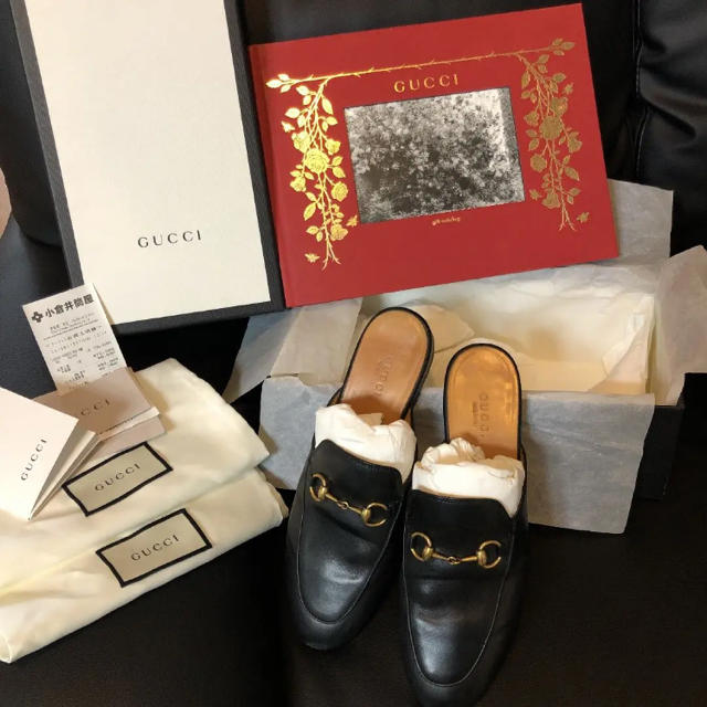 Gucci(グッチ)のGUCCI 革靴 レザー スリッパ ローファーサンダル 37 プリンスタウン レディースの靴/シューズ(スリッポン/モカシン)の商品写真