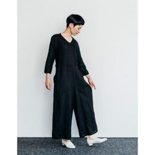 フォグリネンワーク(fog linen work)の新品◆fog linen work フォグリネンワーク ジャンプスーツ黒(オールインワン)