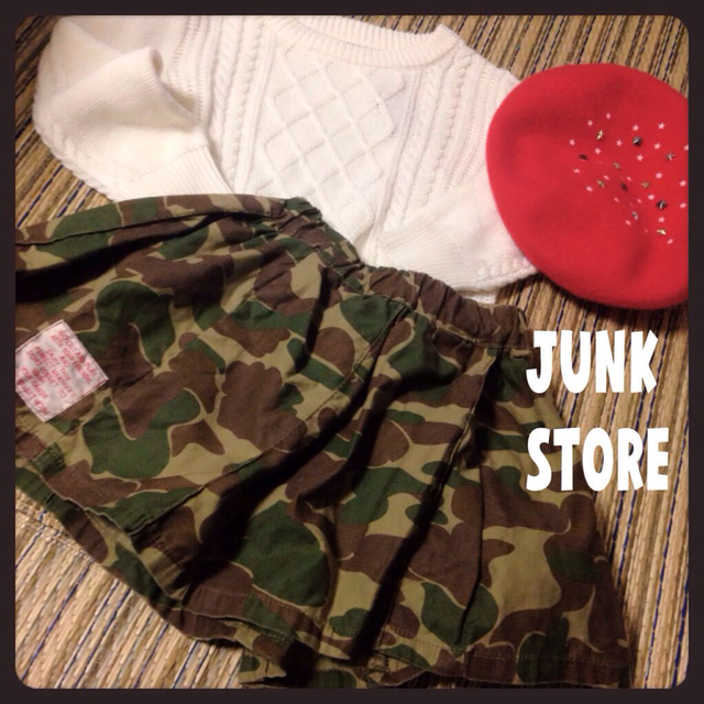 JUNK STORE(ジャンクストアー)のカモフラプリーツスカート♡ キッズ/ベビー/マタニティのキッズ服女の子用(90cm~)(スカート)の商品写真