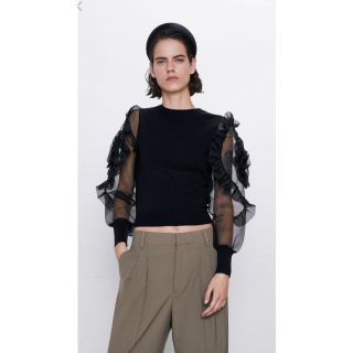 ザラ(ZARA)の今期！ZARA オーガンザスリーブ仕様セーター(ニット/セーター)