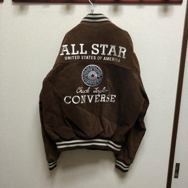 CONVERSE(コンバース)の良品 90s converse コンバース ビッグロゴ レザー スタジャン XL メンズのジャケット/アウター(スタジャン)の商品写真