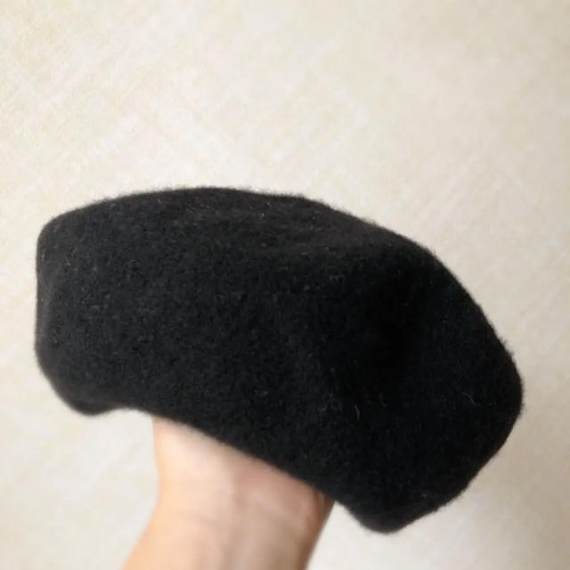 ウール　ベレー帽　黒 レディースの帽子(ハンチング/ベレー帽)の商品写真