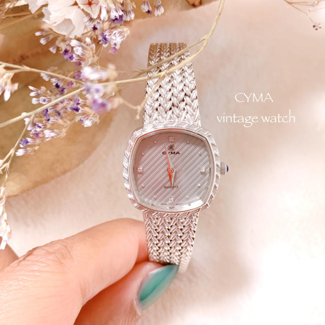 CYMA - 【CYMA】シルバースクエア腕時計 美品 稼働品 ヴィンテージ