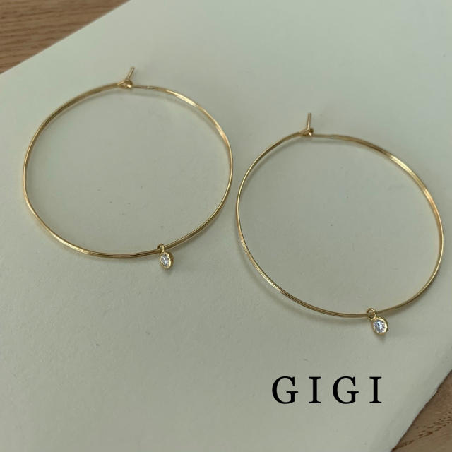 GIGI ジジ ダイヤモンド ゴールド フープピアスアクセサリー