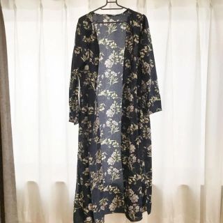 ロングカーディガン 花柄ガウン(カーディガン)