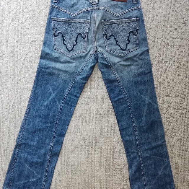 ANTIK DENIM(アンティークデニム)の⚡売切御免！【希少新品】 アンティックデニム ダメージ加工ブルーデニム M美刺繍 メンズのパンツ(デニム/ジーンズ)の商品写真