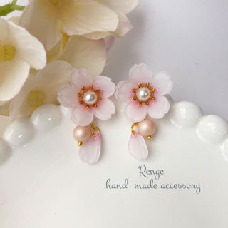 桜の2wayピアス＆イヤリング（プラバン）(ピアス)