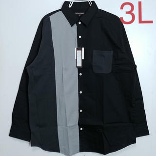 新品　3L 大きいサイズ　長袖シャツ　カットソー切替　ブラック(シャツ)