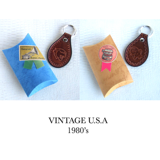 80's USA ＊馬皮キーフォブ・ペア（未使用品）(キーホルダー)