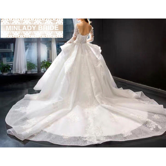 花嫁 ウェディングドレス 白ドレス ワンピース プリンセス プリンセスライン かわいい オフショルダー トレーンドレス シンプル