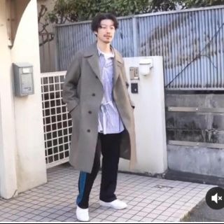 オーラリー 18AW ダブルフェイスチェックロングコート ハウンドトゥース