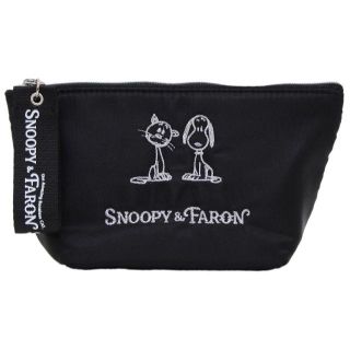 スヌーピー(SNOOPY)のSNOOPY スヌーピー 化粧ポーチ 舟形高密度ナイロンファーロン ブラック新品(ポーチ)