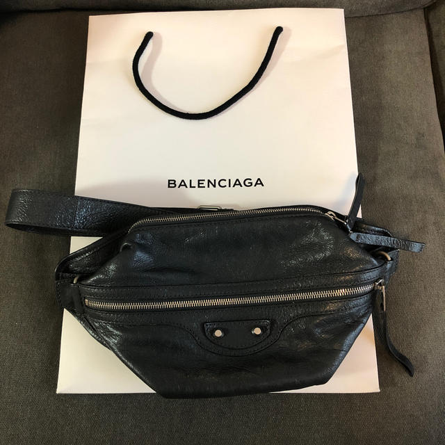 BALENCIAGA バレンシアガ ウエストポーチ グレー レザー