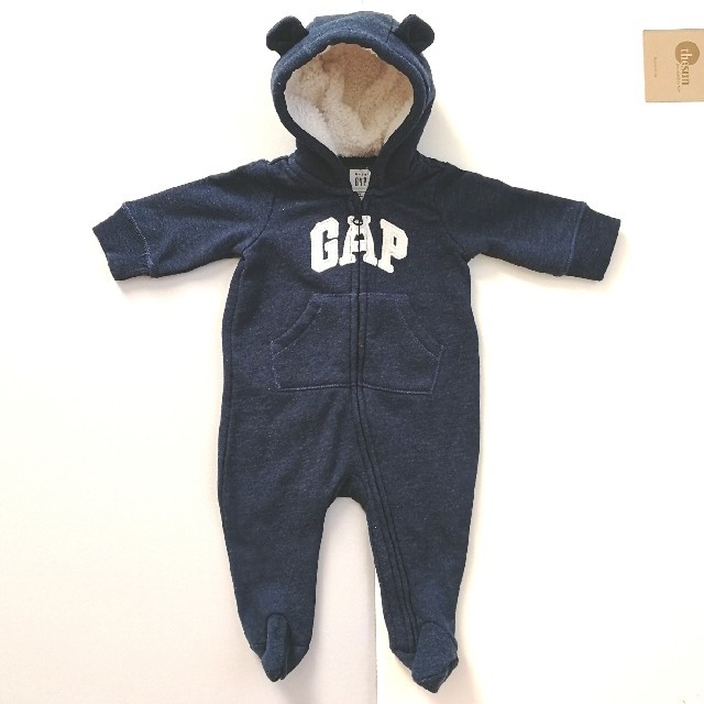 babyGAP(ベビーギャップ)の【美品】baby GAP くま耳カバーオール 50-60 キッズ/ベビー/マタニティのベビー服(~85cm)(カバーオール)の商品写真