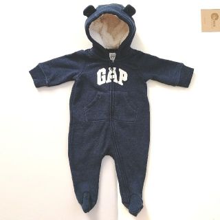 ベビーギャップ(babyGAP)の【美品】baby GAP くま耳カバーオール 50-60(カバーオール)