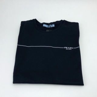 PRADA ロゴTシャツ　コットンネイビーLサイズ