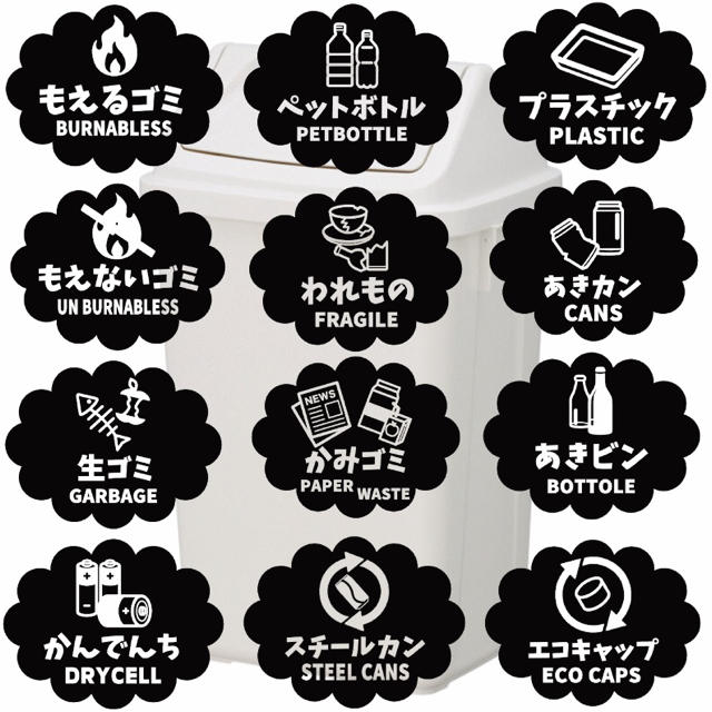 【インテリア・DIY】ゴミ分別ステッカーシール インテリア/住まい/日用品のインテリア小物(ごみ箱)の商品写真