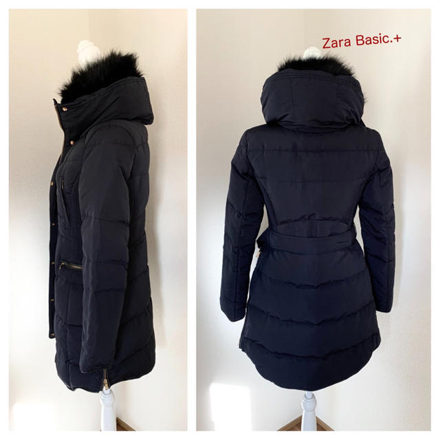 ZARA BASIC【XS】黒　ダウン　ロングコート　フェイクファーフード　極暖