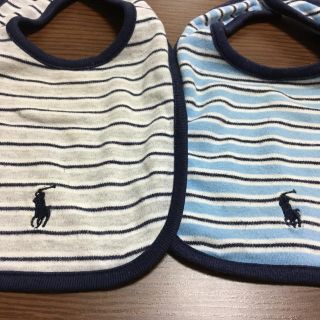 ラルフローレン(Ralph Lauren)の【2枚セット】ラルフローレン ボーダー スタイ(ベビースタイ/よだれかけ)