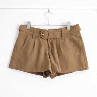 ヘザー(heather)のヘザー ピーチスキン ショートパンツ ブラウン 茶 ベルト付 秋冬 ショーパン(ショートパンツ)