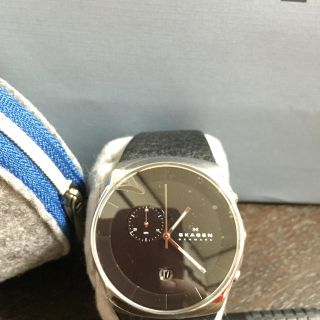 スカーゲン(SKAGEN)の新品保護フィルム、ケース、説明書付き(レザーベルト)