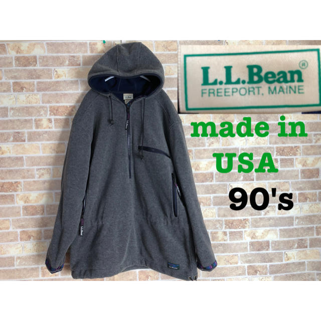 USA製　llbean ハーフジップ　フリースパーカー　ジャケット　レア　レトロ