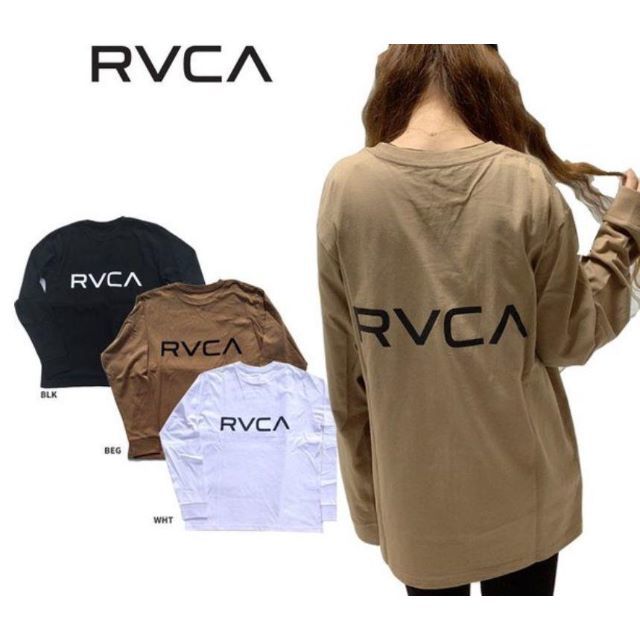 RVCA(ルーカ)のRVCAルーカBACK RVCA LS TEEバックロゴロンTベージュS レディースのトップス(Tシャツ(長袖/七分))の商品写真