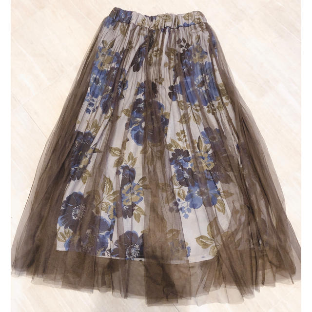 FREE'S MART(フリーズマート)の花柄×チュールスカート レディースのスカート(ロングスカート)の商品写真