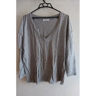 マウジー(moussy)のMOUSSY深Vネック長袖ビックTシャツ杢グレー中古(Tシャツ(長袖/七分))