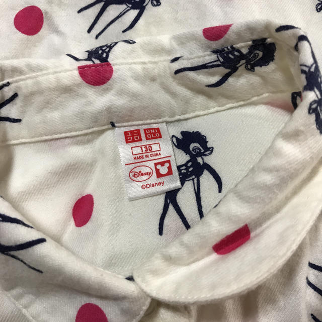 UNIQLO(ユニクロ)のUNIQLO ユニクロ バンビ柄 シャツ ブラウス 130 キッズ/ベビー/マタニティのキッズ服女の子用(90cm~)(ブラウス)の商品写真