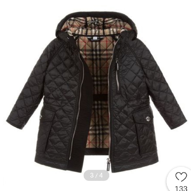 BURBERRY(バーバリー)のタグ付未使用BURBERRY　KIDS キルトトレイジャケットBK(12Y) レディースのジャケット/アウター(ダウンコート)の商品写真