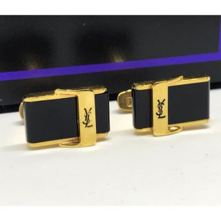 サンローラン(Saint Laurent)のイブサンローラン　YSLロゴ　希少ブラック　ゴールド カフリンクス　カフス(カフリンクス)