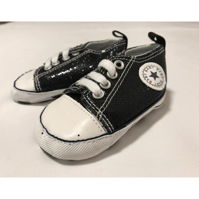 コンバース風babyshoesブラックラメ キッズ/ベビー/マタニティのベビー靴/シューズ(~14cm)(サンダル)の商品写真