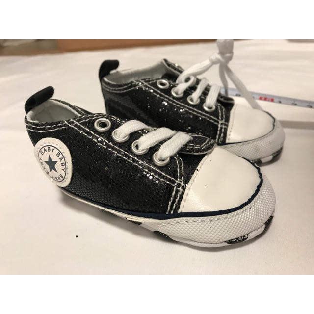 コンバース風babyshoesブラックラメ キッズ/ベビー/マタニティのベビー靴/シューズ(~14cm)(サンダル)の商品写真